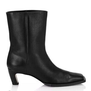 Frame Le Brooklyn Botties Short Boots Black Leather Mid Heels Sz 39.5 Us 9.5